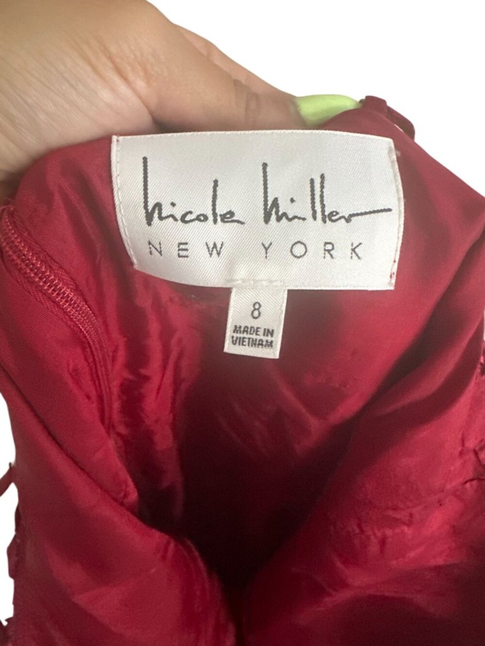 NICOLE MILLER Scarlet Rosette Detail Line Dress Size 8 - Picture 9 of 9